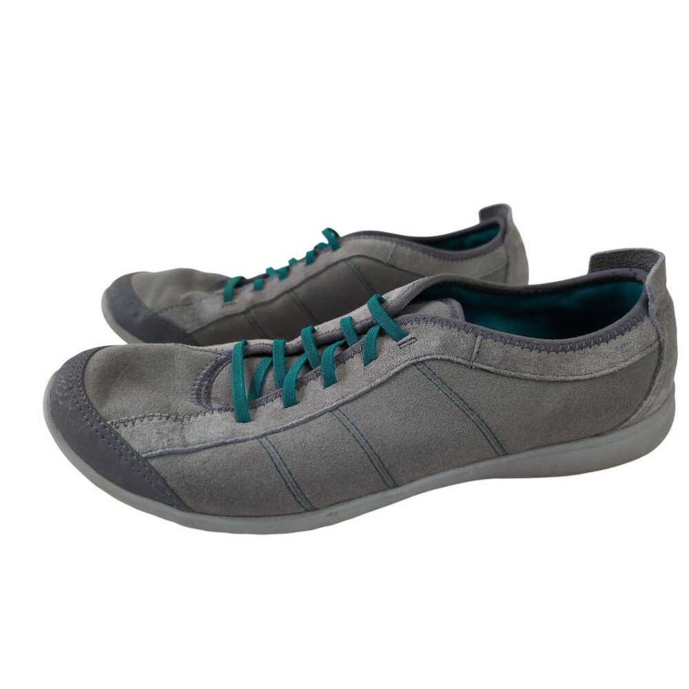 Clarks Charron Twine Slip On Sneaker Shoe Womens 9.5 Gray Teal Casual Everyday